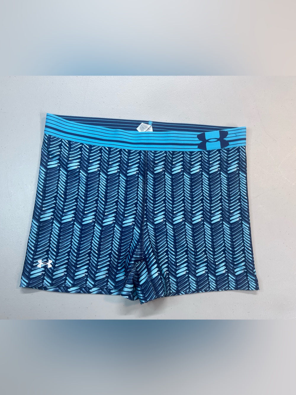 Under Armour HeatGear Compression Shorts Women’s Large Blue Athletic Activewear